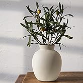 SIDUCAL Spotted Ceramic Modern Style Vase, 5.7 Inch Rustic Farmhouse Boho Vase for Home Decor, Terracotta for Table, Living Room, Wedding, Mantel Decoration, Speckled White