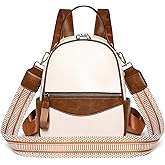 BJE Mini Backpack for Women Leather Small Backpacks Purse, Ladies Designer Daypack, Shoulder Backpack Convertible Handbags White