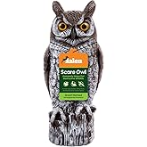 Dalen Large Fake Owl Decoy to Scare Birds Away - 16 in Hand-Painted Great Horned Owl Garden Scarecrow for Natural Pest Control - Fixed Head Design - Secure Upright by Filling with Sand/Gravel Only