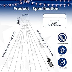 4th of July Decorations 320 LED Star String Lights