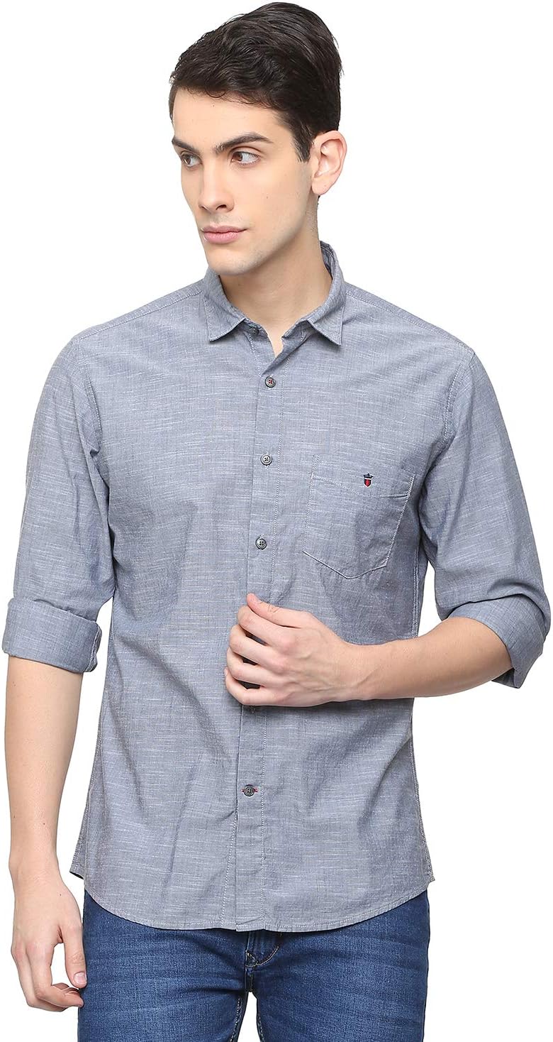 Louis Philippe Sport Men's Solid Slim Fit Casual Shirt