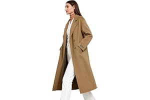 LOLA PIU Women's Fall Long Wool Pea Coat,Blended Classy Double Breasted Trench Jacket,Winter Dress Overcoat,Lightweight