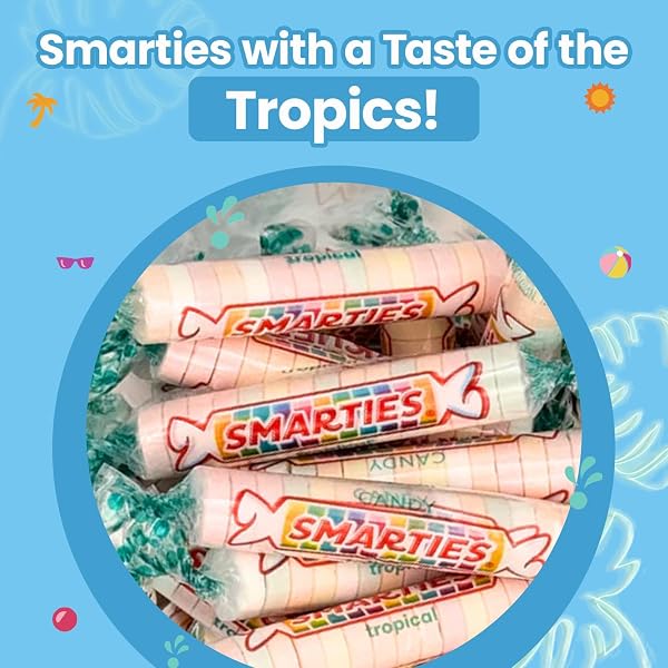 SMARTIES TROPICAL CANDY ROLLS, GLUTEN-FREE & VEGAN FLAVOR TREATS, HARD INDIVIDUALLY WRAPPED, PEANUT-FREE PLANT DERIVED INGREDIENTS, HALLOWEEN, 2 LB BAG