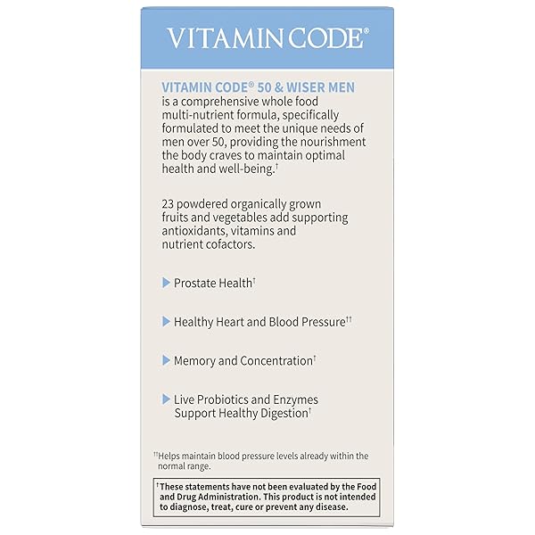 GARDEN OF LIFE MULTIVITAMIN FOR MEN – VITAMIN CODE 50 & WISER MEN’S RAW WHOLE FOOD VITAMIN SUPPLEMENT WITH PROBIOTICS, VEGETARIAN, 240 CAPSULES