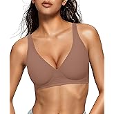 OEAK Womens Deep V Bras Comfortable Bras Support Push Up Bralettes Low Cut no Underwire Bras Plunge Seamless Tshirts Bras
