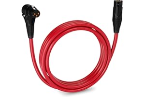 LyxPro 10 Feet Right Angle XLR Female to Male 3 Pin Mic Cord for Powered Speakers Audio Interface Professional Pro Audio Performance Camcorders DSLR Video Cameras and Recording Devices - Red
