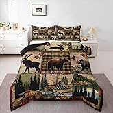 Feelyou Bear Bedding Set Soft for Boys Girls, Wild Animal Comforter Set Queen Size Rustic Cabin Country Duvet Quilt Microfiber Bedroom Decor 3 Pcs with 2 Pillow Cases