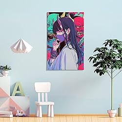Vaporwave Anime Japanese Samurai Girl Poster Canvas
