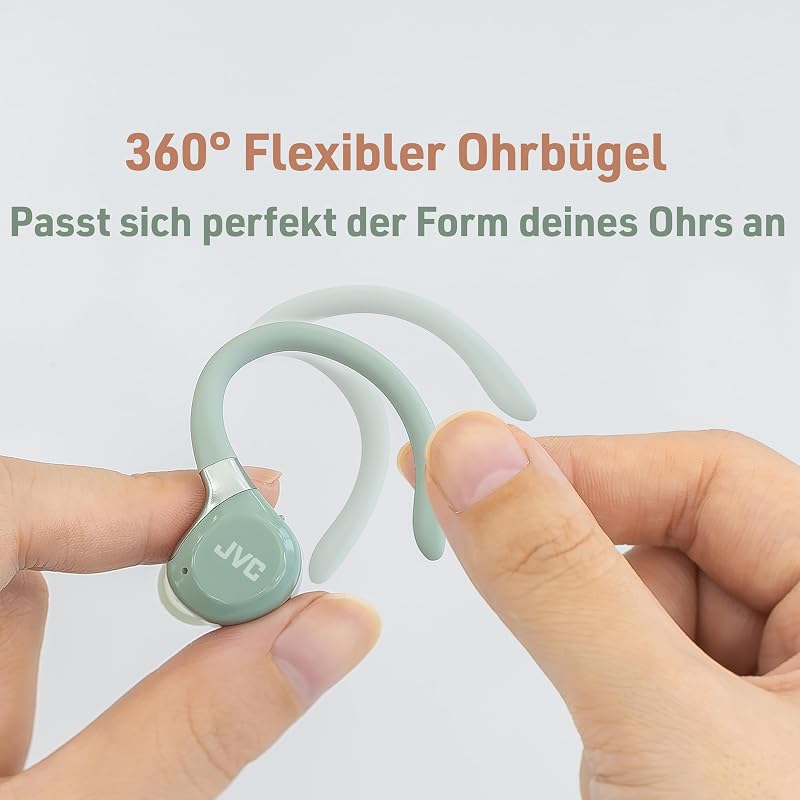 Fitness Series True Wireless Sport-Kopfhörer mit verstellbaren Bügeln, Active Noise Cancelling, Umgebungsmodus, IP57, 40 Std. Akkulaufzeit, App-EQ, geringe Latenz, Mikrofon – JVC HA-EC75T-V Violett