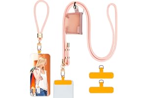 HOTEMIA Phone Lanyard and Wrist Straps, Adjustable Cell Phone Lanyard Crossbody with Detachable Wallet, 8mm Thick iPhone Lanyard for Around the Neck(Pink+Wallet)