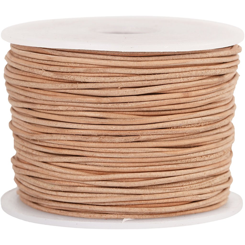 Leather Cord, 1 mm, natural, 50 m