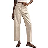 LifeShe Women's Striped Jeans Straight Leg Denim Pants Baggy Barrel Jeans