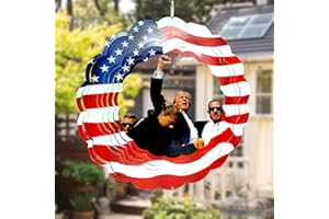DOSMINE Trump 2024 Wind Spinner Indoor Outdoor 12 Inches Trump Survived Shot Fight Trump 3D Spinner