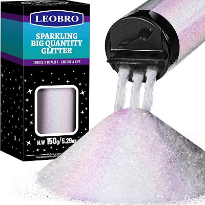 LEOBRO Fine Glitter 150G Holographic White Resin Craft Glitter Iridescent