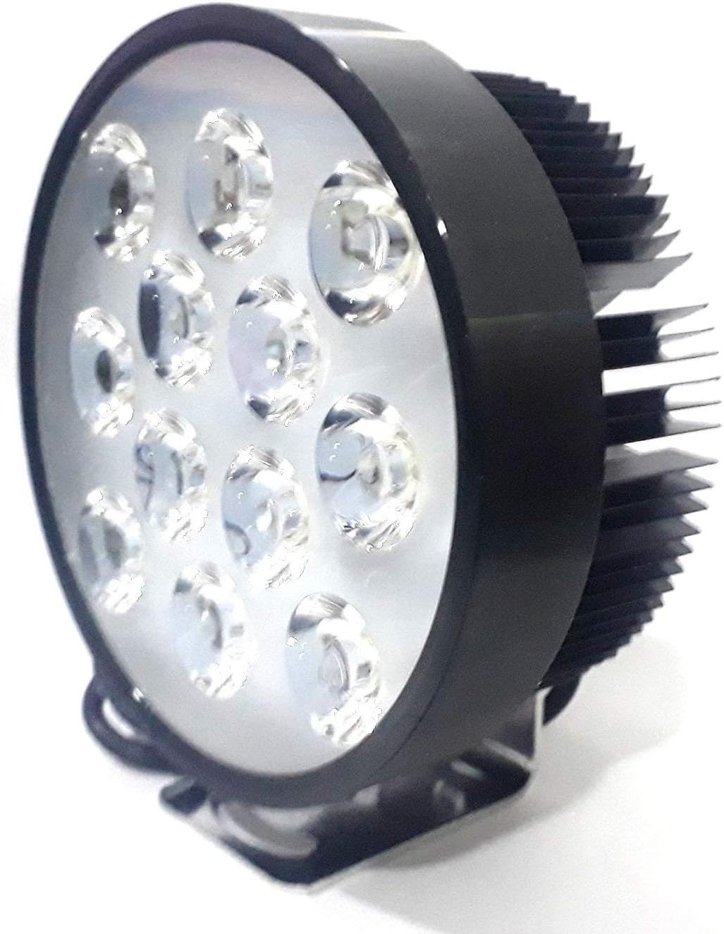Pivalo PV12S1P 24W Round Fog Light, 12 LED Waterproof Flood Beam Fog Lamp with Metal Stand for Cars and Motorcycles (1 Piece, White)