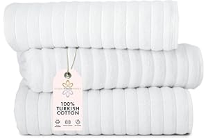 Classic Turkish Towels CTT - Luxury 3 Piece Jumbo Bath Sheets, 100% Turkish Cotton, Absorbent & Ultra Comfy Bath Towel Sheets for Hotels & Spa | 40"x65" (White)