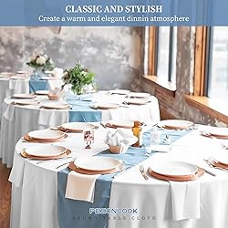 Pesonlook 5 Pack Round Tablecloth White Polyester
