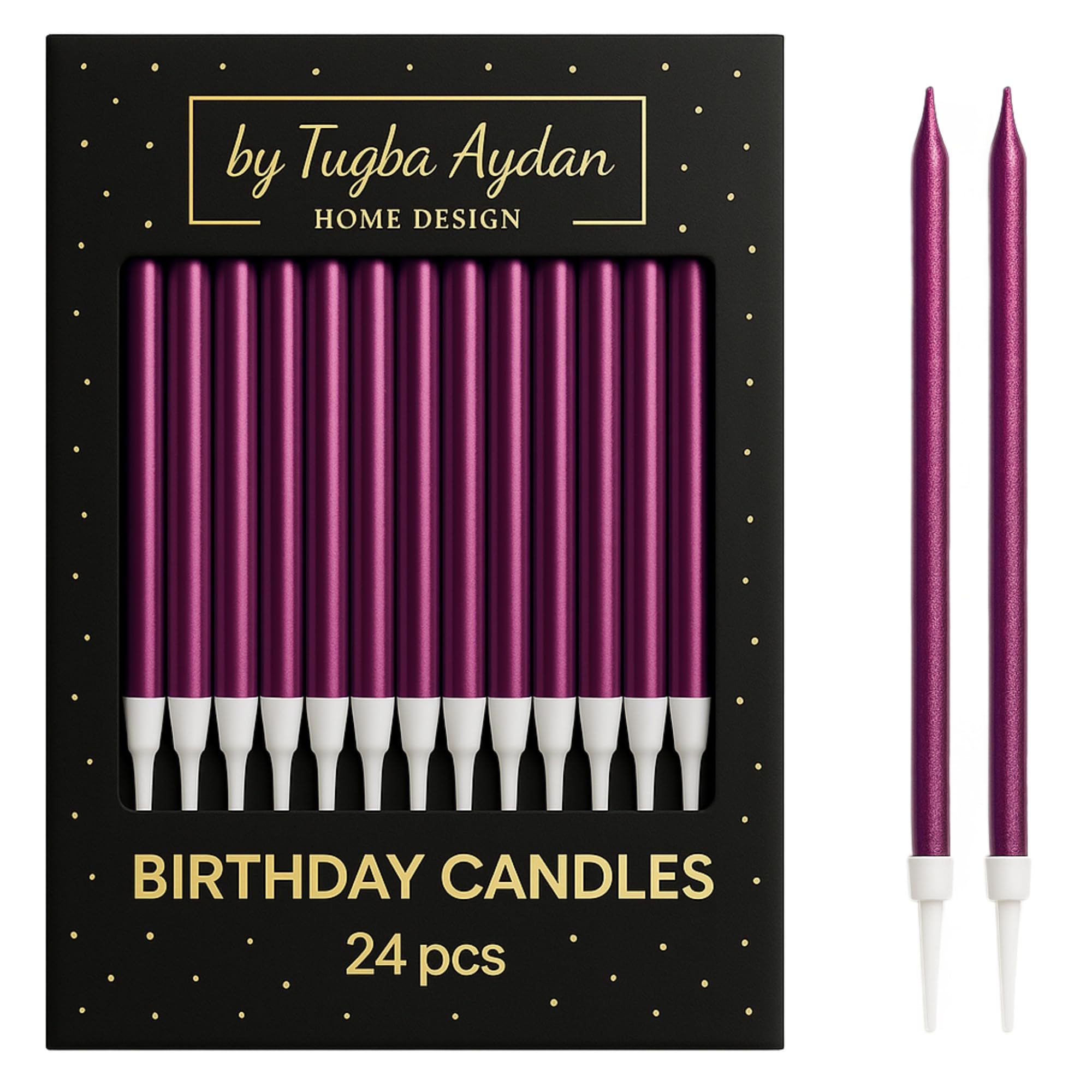 Photo 1 of - Purple Birthday Candles - 24 Count & Green Bows : 2 item bundle 