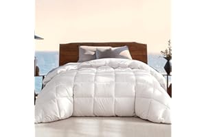 Beautyrest Luxury Hotel Collection King Size White Goose Feather Down Fiber Comforter,Ultra-Soft 100% Cotton Breathable Down Comforter Fluffy Duvet Insert,All Seasons/King (106" W X 90" L)