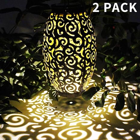 Amazon Com Solar Lanterns Outdoor Hanging 2 Pack Solar Lights