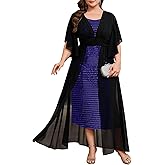 TIARALY Plus Size Formal Dress Sequin Elegant Chiffon Handkerchief Sleeve Evening Gown Wedding Guest Cocktail Dresses