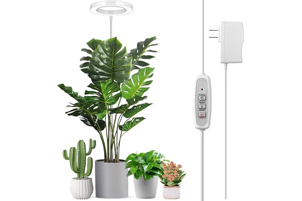 LORDEM Plant Grow Light, Full Spectrum Plant Light for Indoor Plants, Brightness Adjustable LED Growing Lamp with Auto On/Off