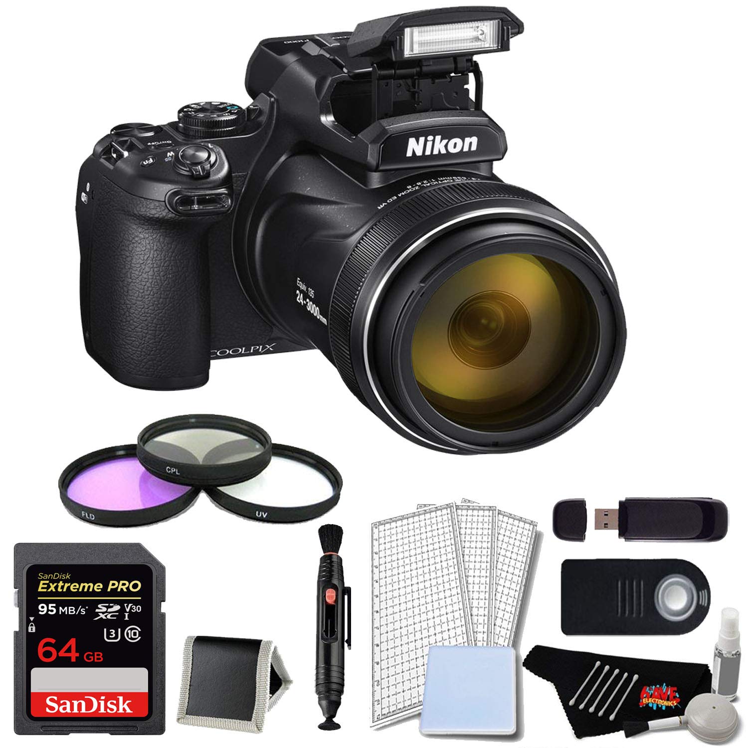 Nikon Coolpix P1000 Digital Camera Basic Bundle w/ 64GB Memory