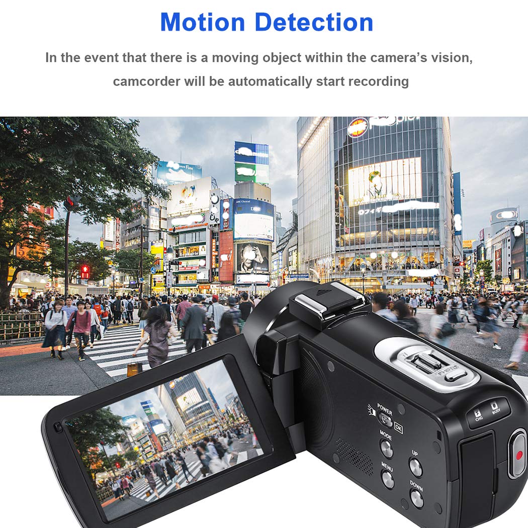 Videocámara 3.0 Pulgadas IPS Pantalla Táctil CofunKool Cámara de Video Full HD 1080P Vlogging Cámara Digital para Youtube 24.0 MP Giratoria 270º Zoom Digital 16x con IR Visión Nocturna Control Remoto