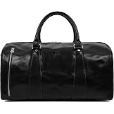 Time Resistance Leather Duffel Bag - Large Weekend Gym Travel Bag (Black)