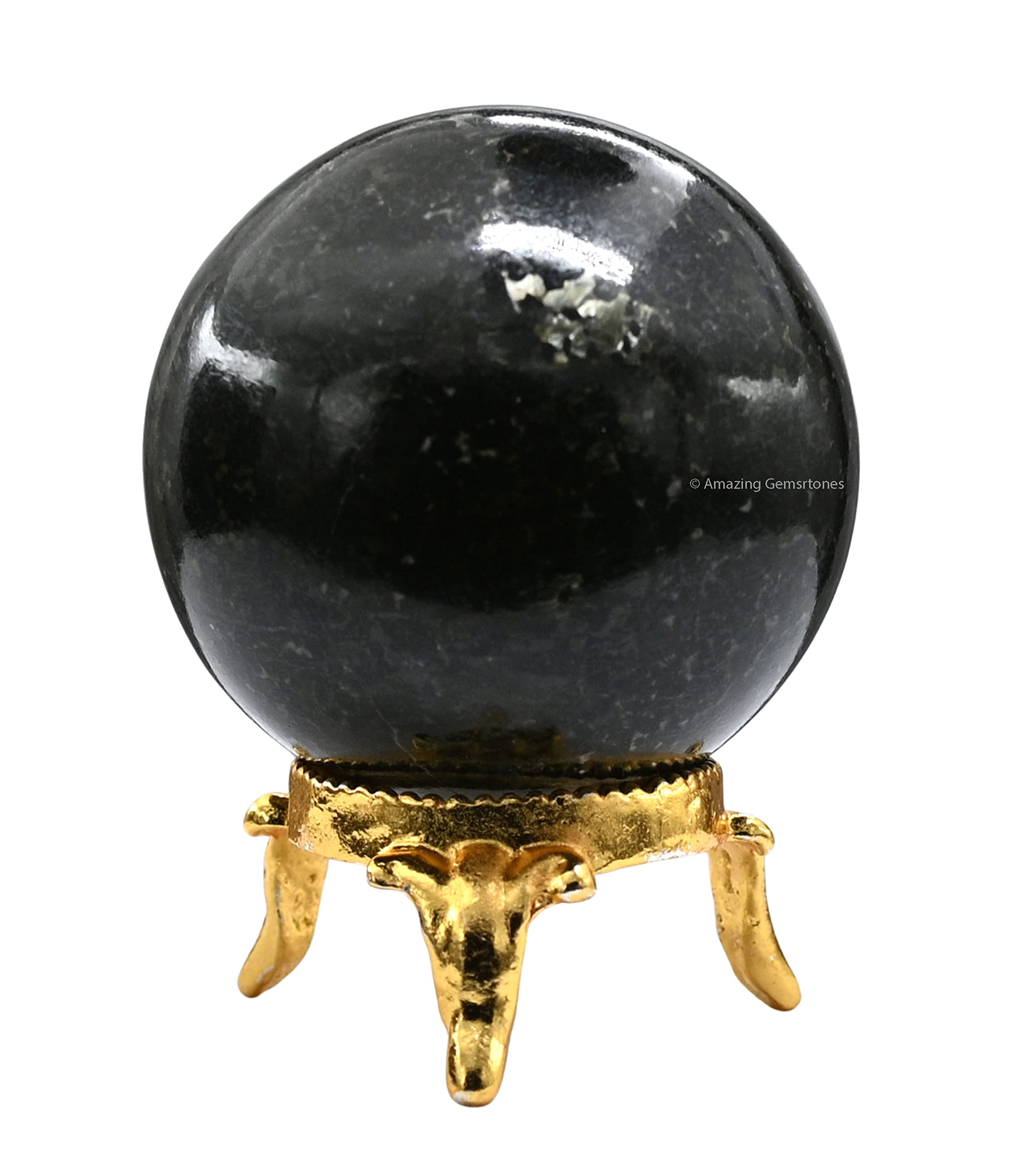 Nuummite Crystal Ball with Stand - 2" Inches