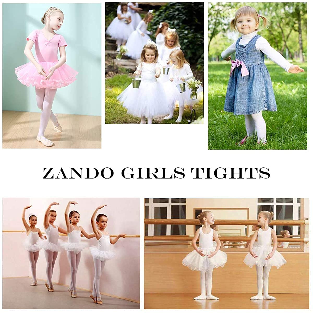 Zando Ultra Soft Ballet Tights for Girls Footed Dance Tights Colorful Girls Leggings2-12T (Toddler/Little Kid/Big Kid)