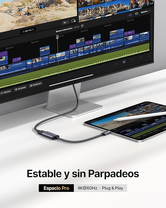 Adaptador USB C a HDMI, Certificación HDMI Oficial 4K@60Hz