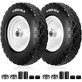 4.80/4.00-8 Flat Free Tire and Wheel- 16" Flat-Free Solid Wheelbarrow Tires with 5/8" & 3/4" Bearings, 3"-7" Centered Hub by Cenipar Universal Fit for Wheelbarrow,Hand Truck,Garden Trailer,Trolley