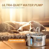 tomxcute 3.2L Stainless Steel Cat Water Fountain with Visible Water Level view 6