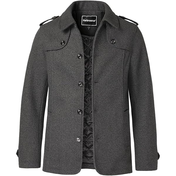 FTCayanz Men's Wool Coat Winter Slim Fit Pea Coats Single Breasted