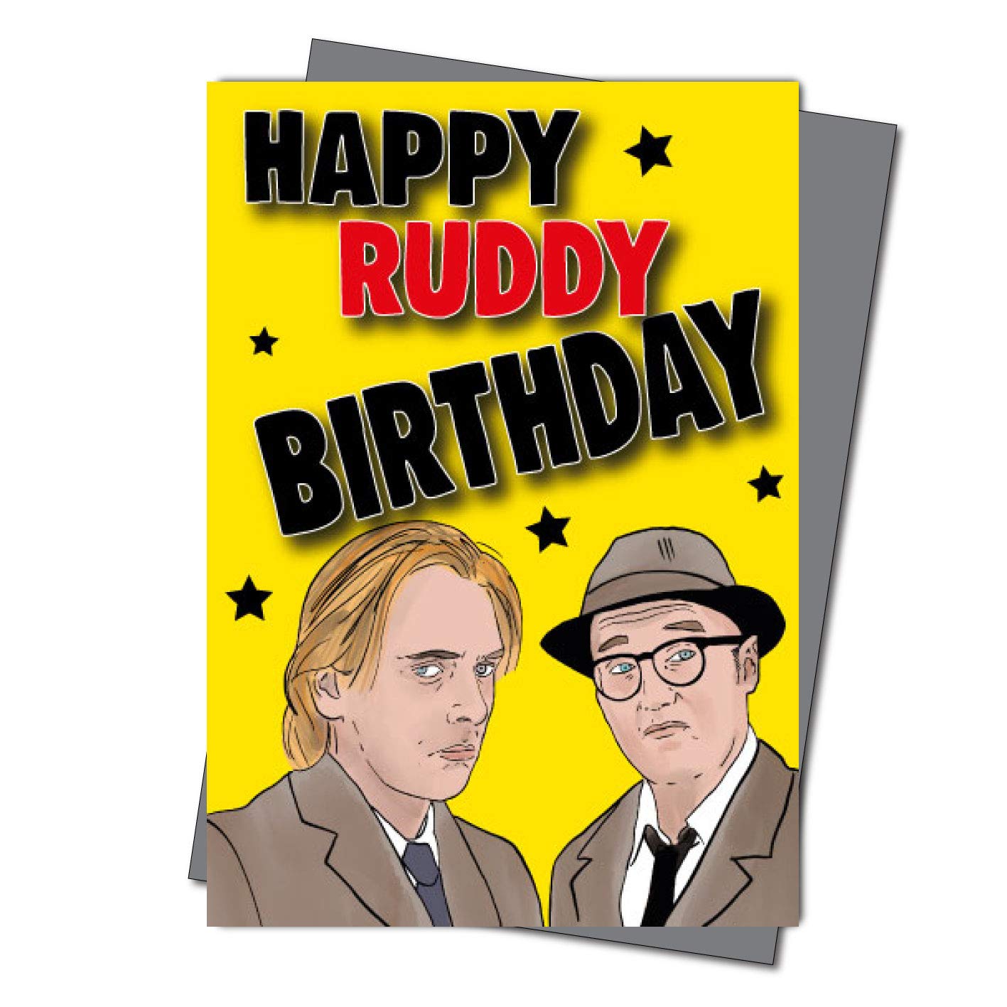 Funny Happy Ruddy Birthday Card Retro Comedy Duo Humour Classic British TV Fans Joke Design 5x7 Greeting with Envelope IN42