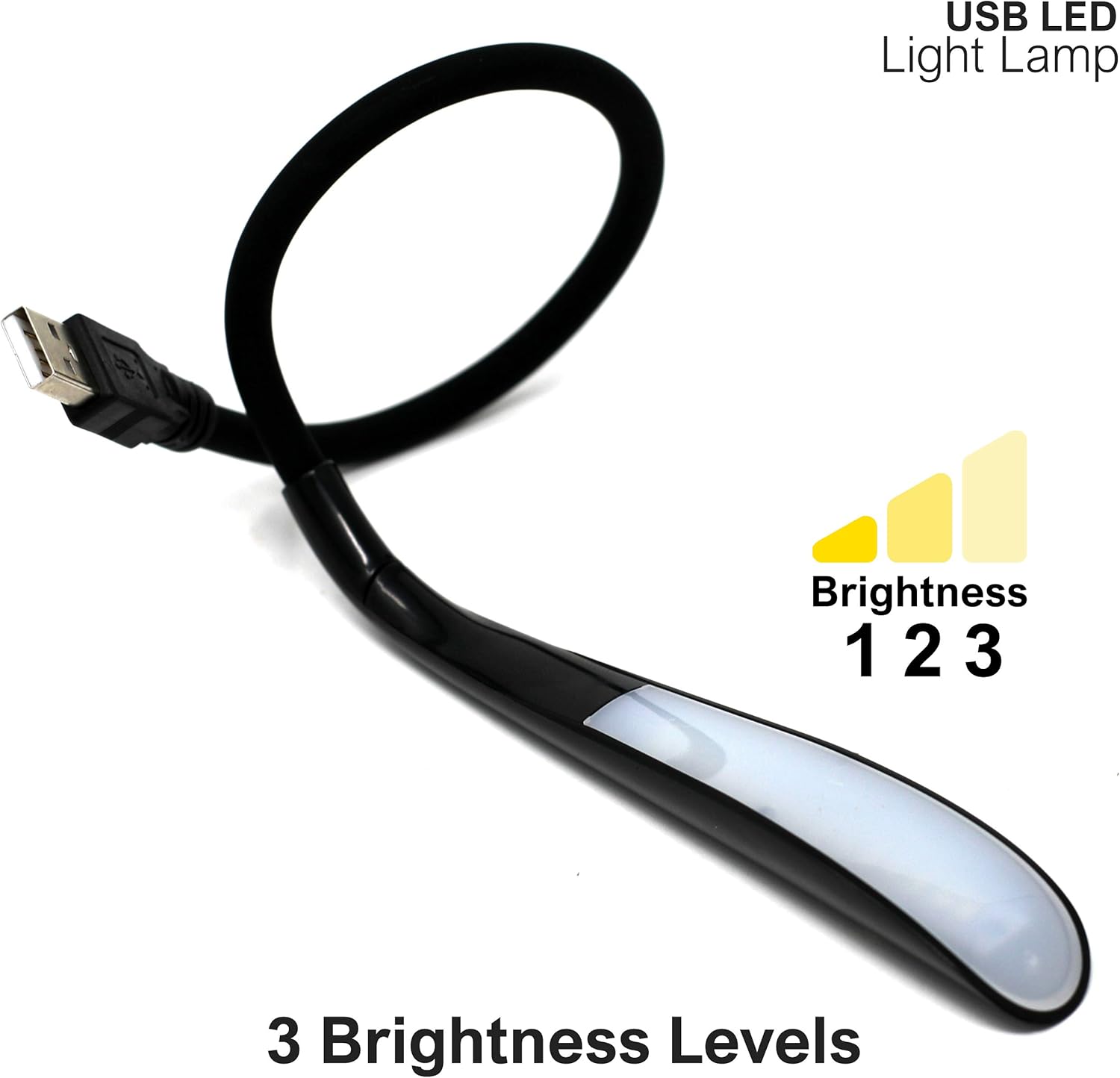 KamKorda USB Light, Portable LED Desk Lamp, Dimmable Touch Lamp for Laptop Flexible USB Lamp for Reading Work, Night Lighting, Black - Image 3