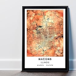 Macomb Map Poster, Illinois Map Art Poster, Map