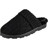 Jessica Simpson Women's Soft Cable Knit Memory Foam Clog Slippers with Indoor/Outdoor Sole