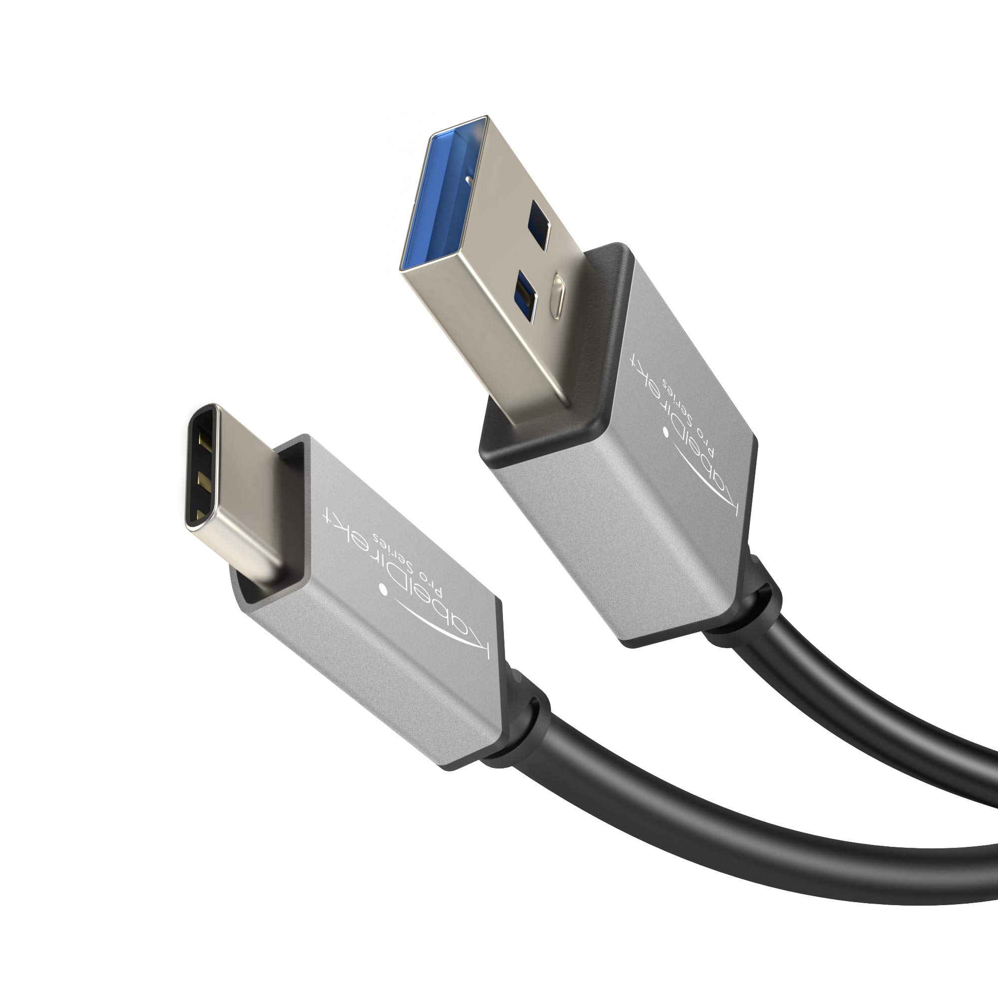 KabelDirekt – USB A 3.0 to USB C cable – 2m – (SuperSpeed data cable and charger cable, suitable for smartphones and tablets with a USB C port, black/space grey) – PRO Series