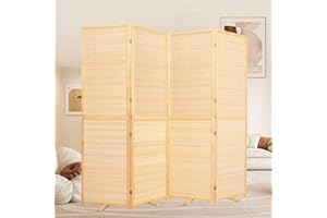 HOMSCREENER Room Divider Folding Privacy Screens, Hand-Made 72'' Wide Bamboo Room Divider, Freestanding 2-in-1 Multifunction 4 Panel Room Divider Screen for Room Separation Room Partitions