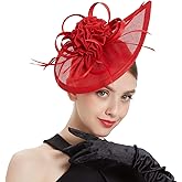 LATIMOON Fascinators Hat for Women Tea Party Headband Mini top Hats Cocktail Flower Mesh Feathers Hair Clip
