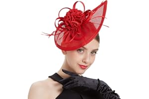 LATIMOON Fascinators Hat for Women Tea Party Headband Mini top Hats Cocktail Flower Mesh Feathers Hair Clip