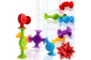 BUNMO Stocking Stuffers for Kids - Toddler Suction Bath Toys - Connect, Build, Create - Toddler Stocking Stuffers - Fine Motor Skills - Stimulating Sensory Fun - Textured 10 Pack