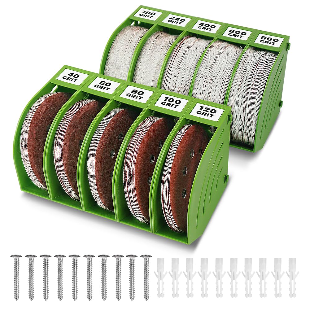 125 mm Professional Sanding Discs Storage Bins - 10 Box Set for Efficient Organization, Offset Snap-On Connection, Grit Classification, Space-Saving Design and Versatile Application - Green