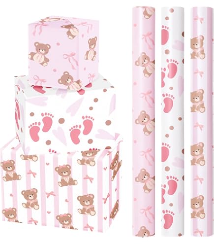 Rouleau De Papier Cadeau Kraft Baby Shower - Motif Animaux Forêt, 43,2 Cm X 5 M, Pour Fêtes Et Créations