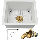 Lonsince White Undermount Bar Sink 16 X18 inch,Small Composite Bar Sink | Granite Composite Bar Sink,Suitable for Small Space &amp; Wet Bar Area