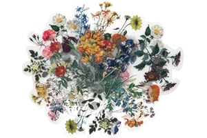 ZMLSED Vintage Natural Stickers, 40Pcs Pretty Floral Decorative Retro Decals Adhesive Watercolor Aesthetic Trendy for Scrapbook Laptop Skins Album DIY Craft Daily Planner