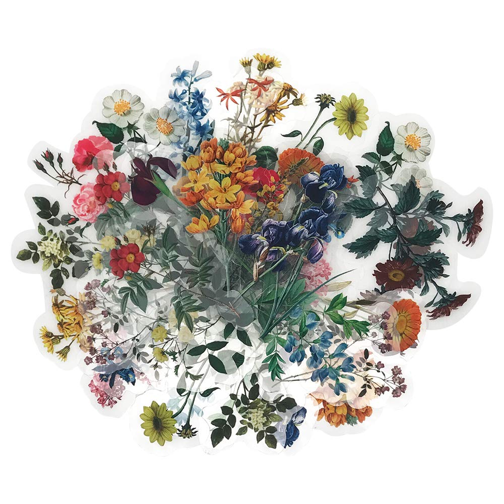 ZMLSED Vintage Natural Stickers, 40Pcs Pretty Floral Decorative Retro Decals Adhesive Watercolor Aesthetic Trendy for Bullet Journal Scrapbook Laptop Skins Album DIY Craft Daily Planner