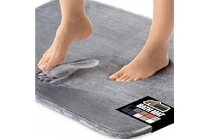 GORILLA GRIP Memory Foam Bath Rugs, Soft Absorbent Velvet Bathroom Mats, Durable Dots on Underside, Machine Washable Bathmat, Carpet Rug Room Decor for Shower Floor, 24x17 Mat, Graphite Gray